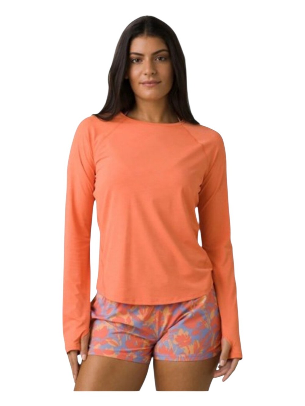 Prana Womens Coral Orange Long Sleeve Sun Eileen Top Size Large